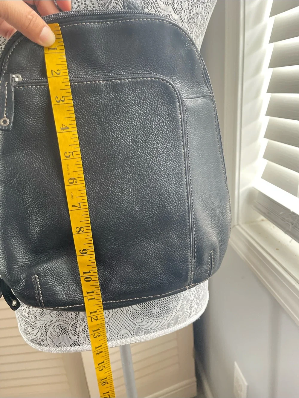 Clarks Black Pebbled Leather Backpack with Contrast Stitching